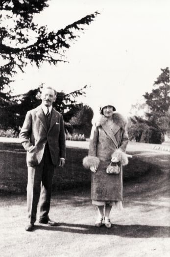 Duchess of York with Governor General at Government House, Yarralumla. She and the Duke of York (later King George VI) were in Canberra for the opening of Parliament House in May 1927.