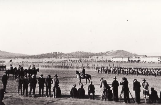 View from Parliament House towards the Hotel Kurrajong showing military display