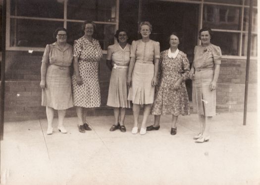 Six women standing outside the Canberra Hospital canteen