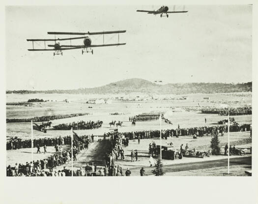 Opening of Parliament House showing a fly past
