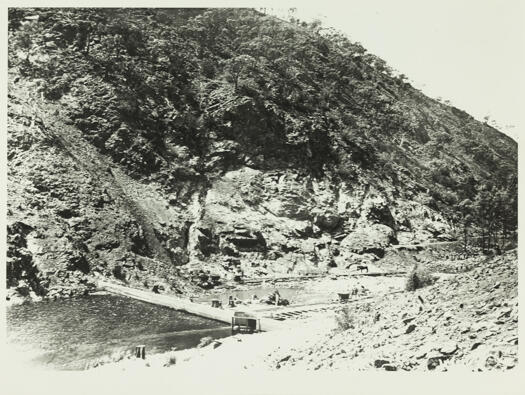 Beginning of the construction of the Cotter Dam wall