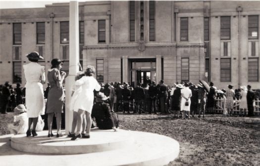 Opening of Canberra High School from front near flagpole