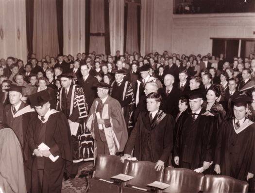 Part of academic procession, Albert Hall, for conferring of ANU degrees.