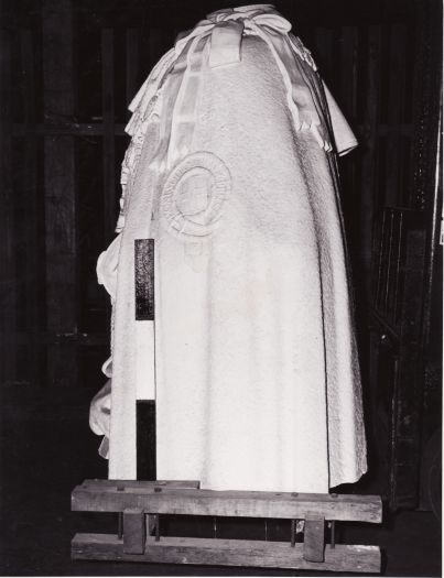 George V monument - side view of cloak