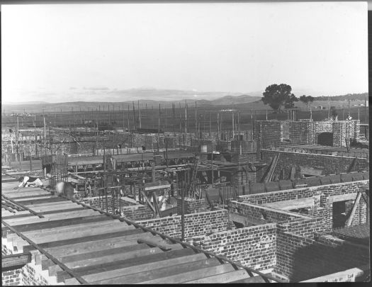 Parliament House - construction from western end showing internal brick work