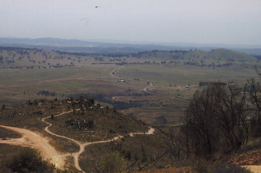 View from Mt Stromlo north over Coppins Crossing and Molonglo to Belconnen.