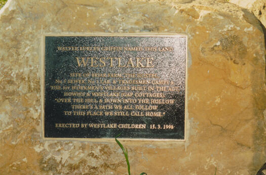 Close up of Westlake memorial plaque