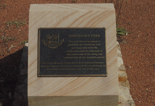 Surveyors Park plaque