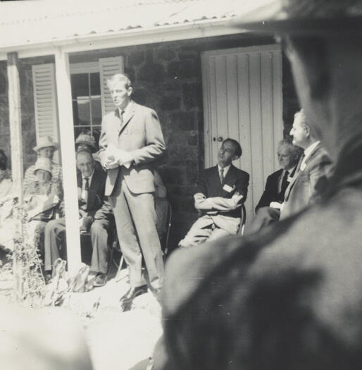 The Hon. J.D. Anthony, Minister for the Interior,  speaking at the opening of Blundell's Cottage on 12 March 1964