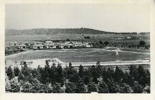 A view of East Lake (Kingston) cottages taken from the roof of the Engineers Mess. Telopea Park School and Blandfordia (Forrest) are in the background.